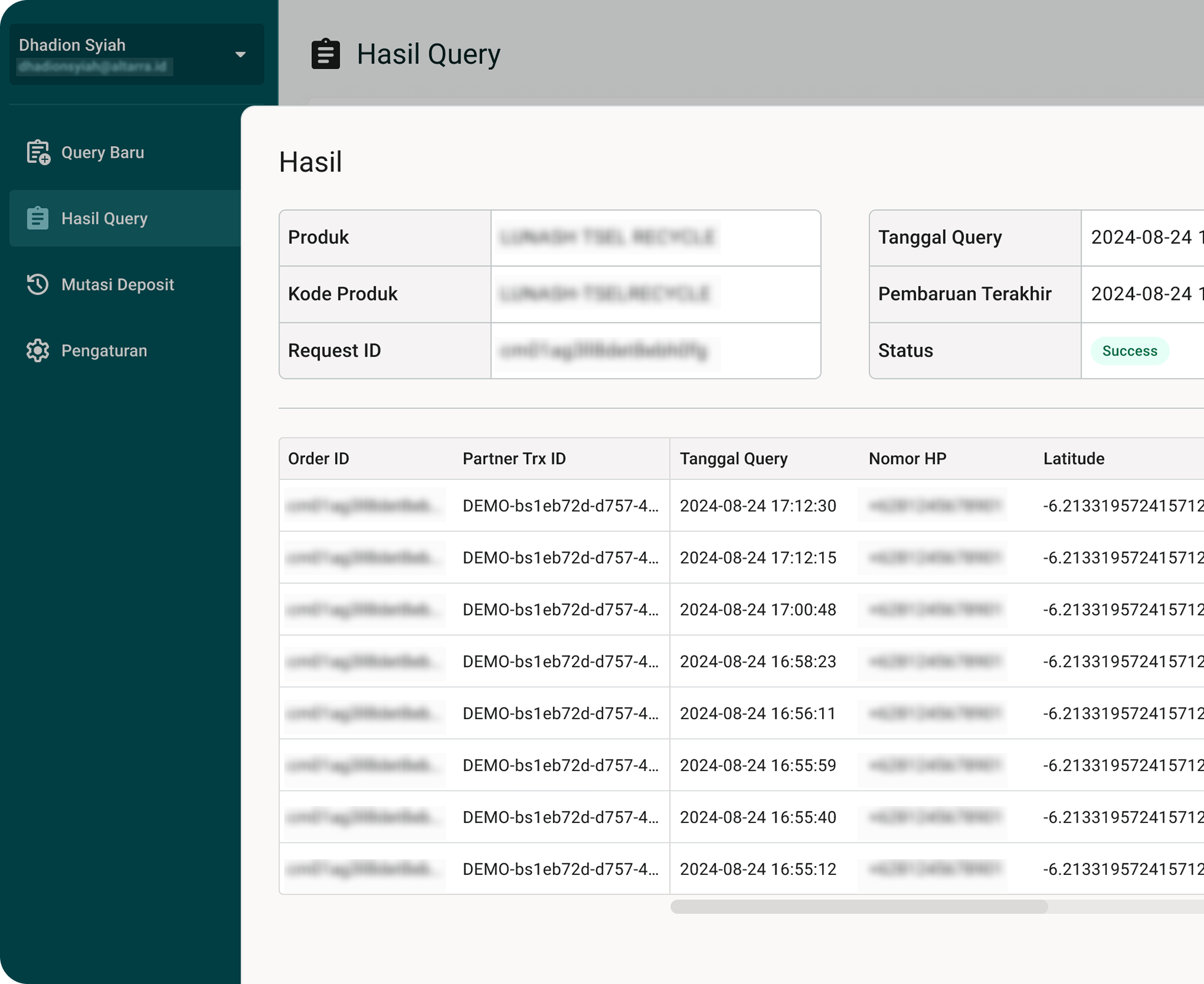 product dashboard image